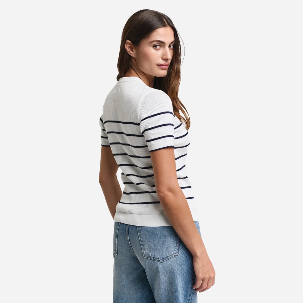 Ribbed Breton Crewneck - Cream