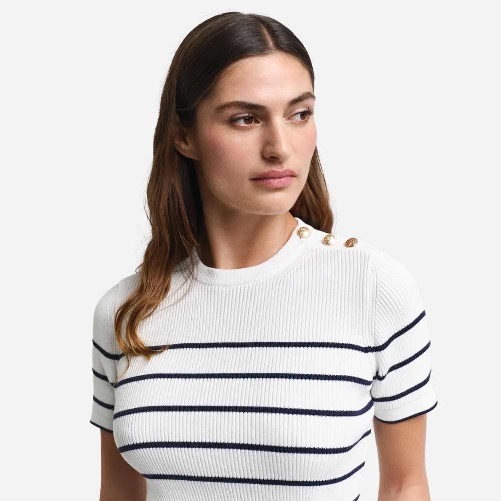 Ribbed Breton Crewneck - Cream