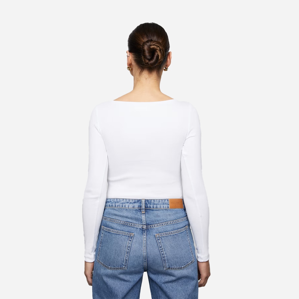 Petronella Rib Boatneck - White