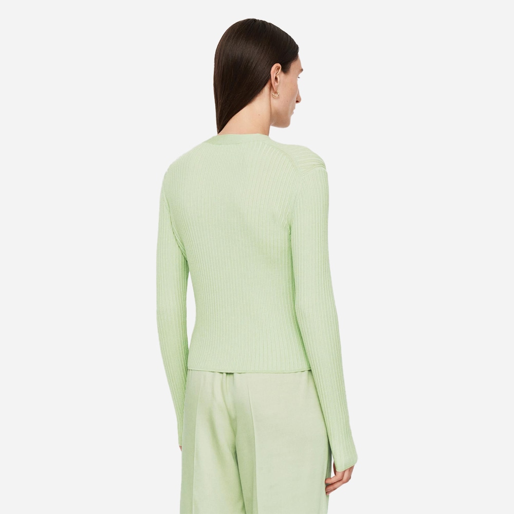 Fine Merino Rib Cardigan - Matcha