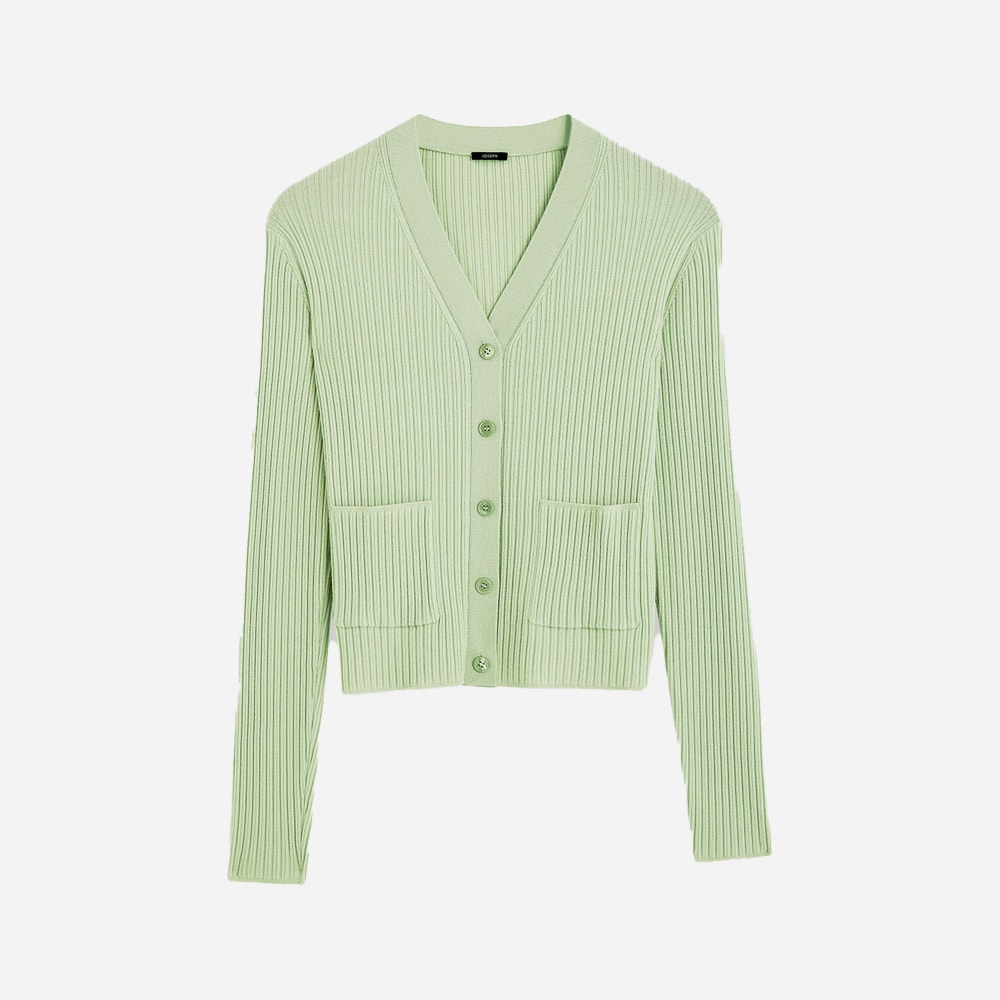 Fine Merino Rib Cardigan - Matcha