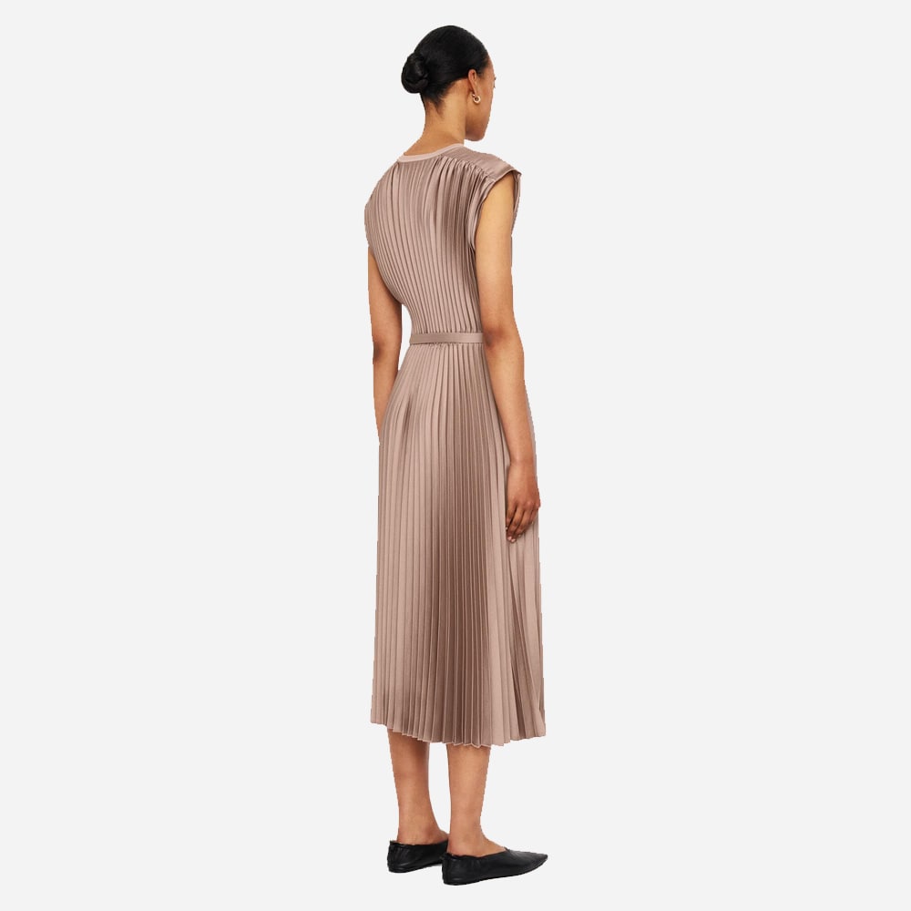 Volta Knit Weave Plissé Dress - Escargot