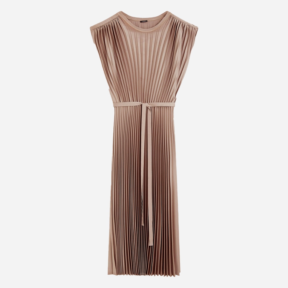 Volta Knit Weave Plissé Dress - Escargot
