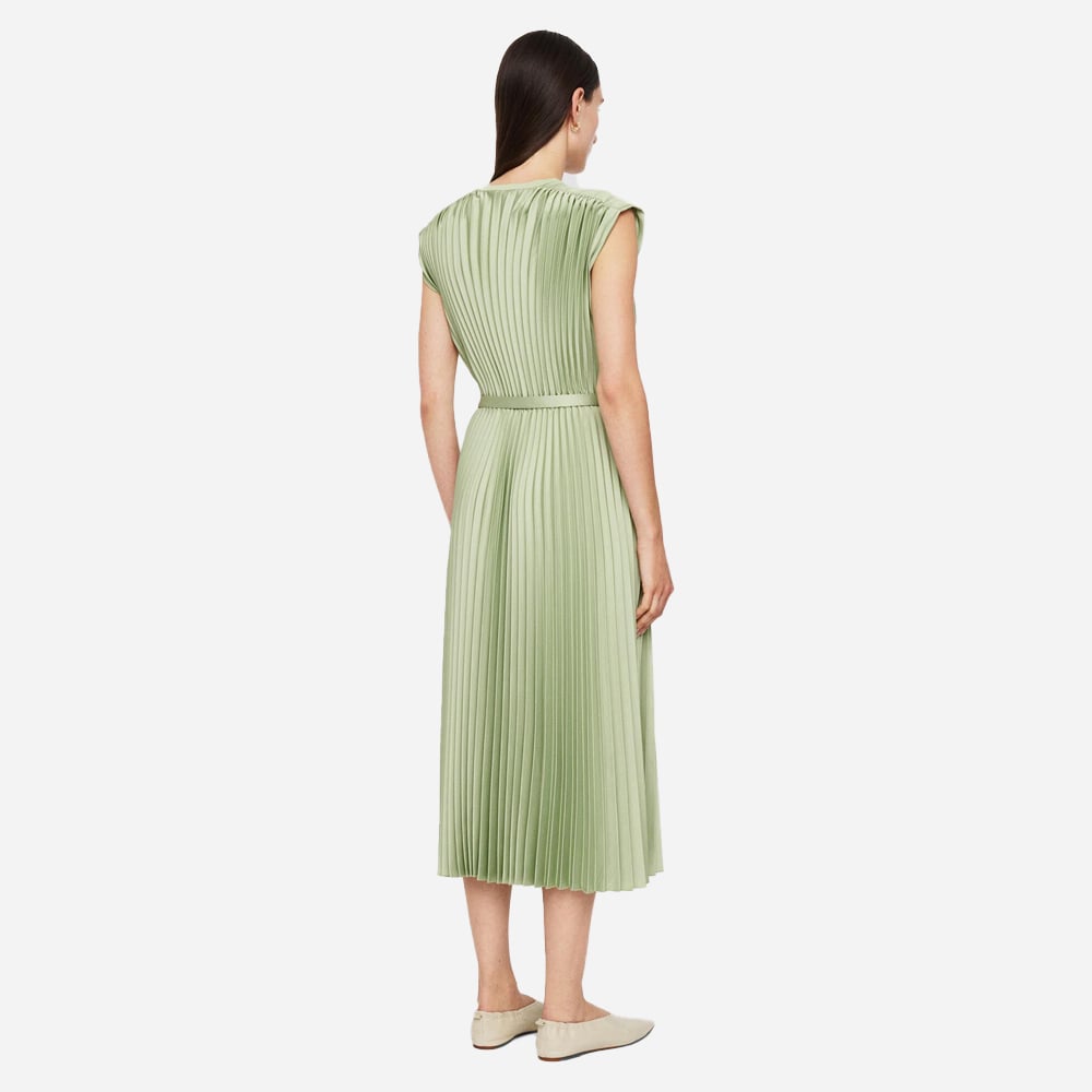 Volta Knit Weave Plissé Dress - Matcha