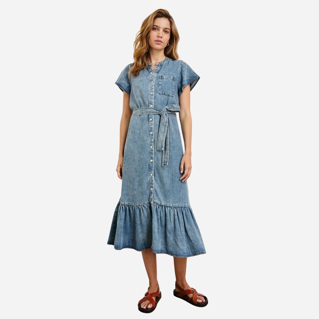 Kahlo Dress - Mid Blue