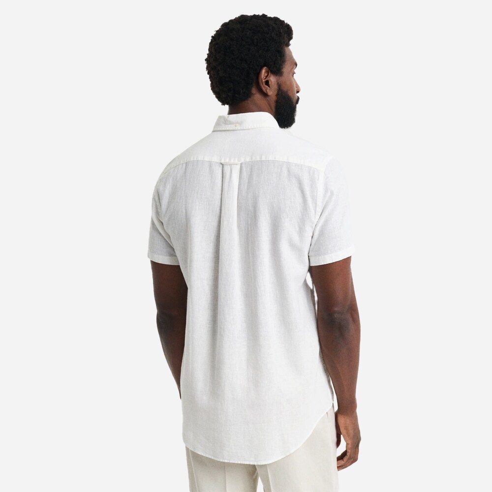 Regular Cotton Linen Short Sleeve Shirt - White