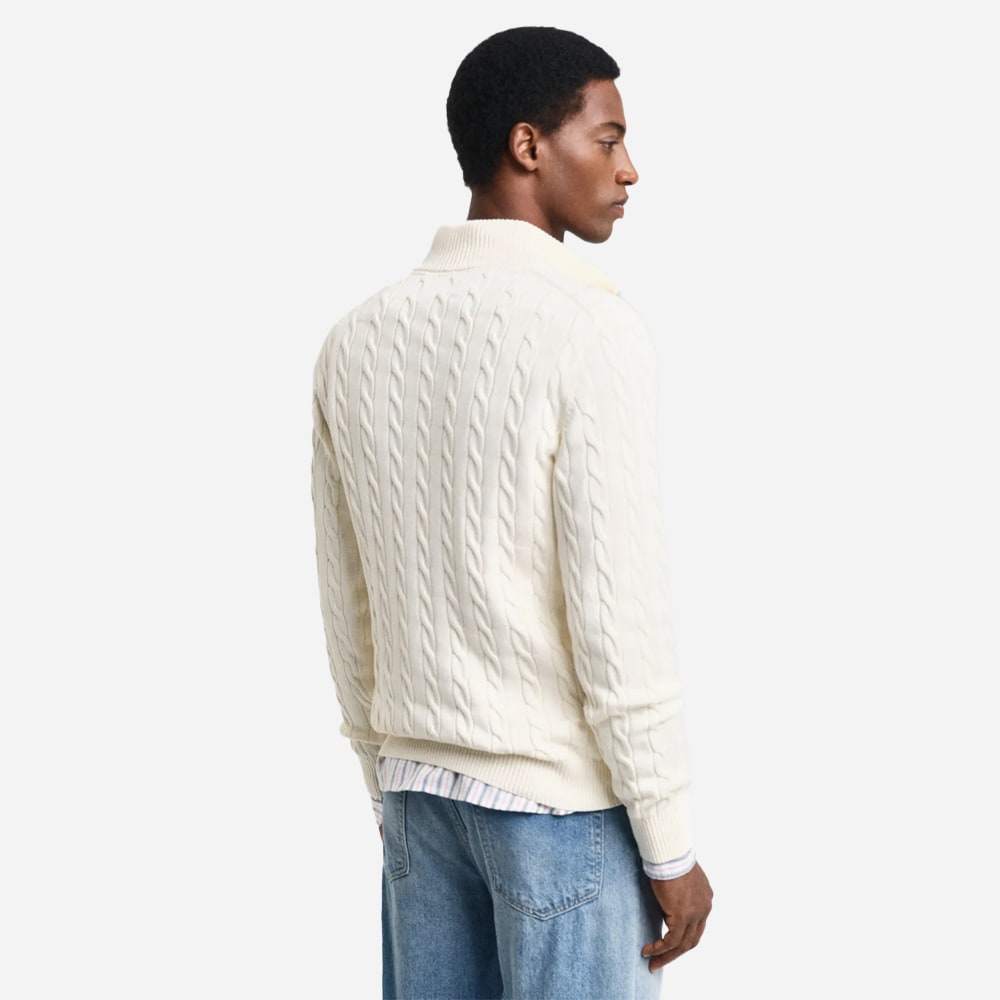 Cotton Cable Half Zip - Cream