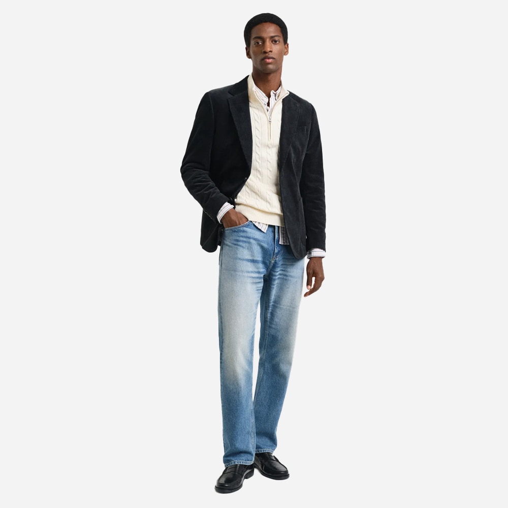 Cotton Cable Half Zip - Cream