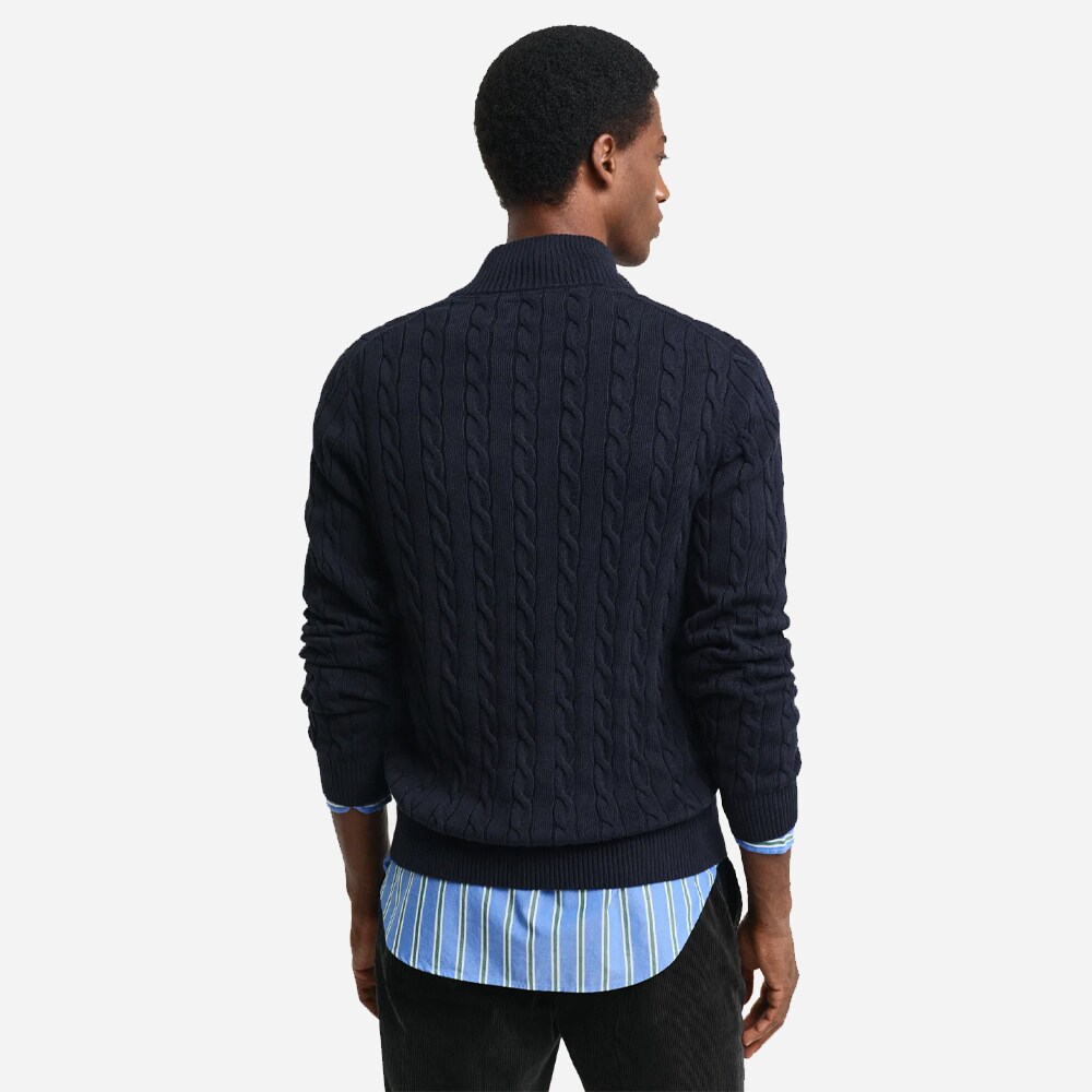 Cotton Cable Half Zip - Evening Blue