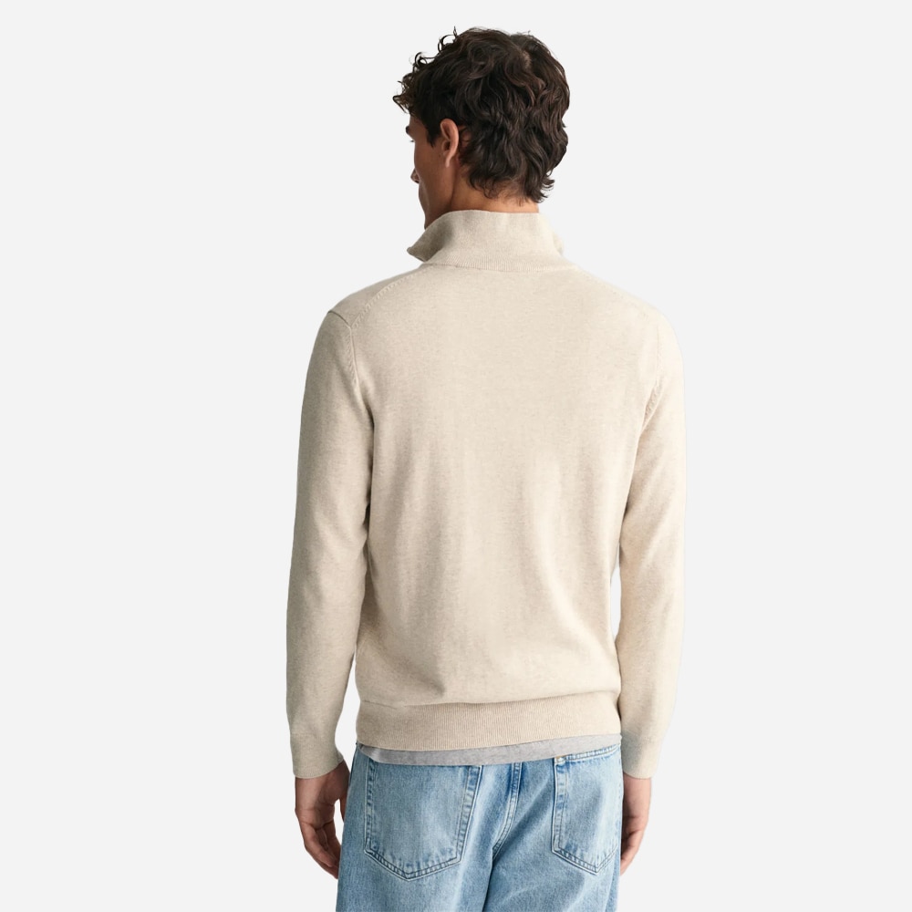 Classic Cotton Half Zip - Light Beige Melange