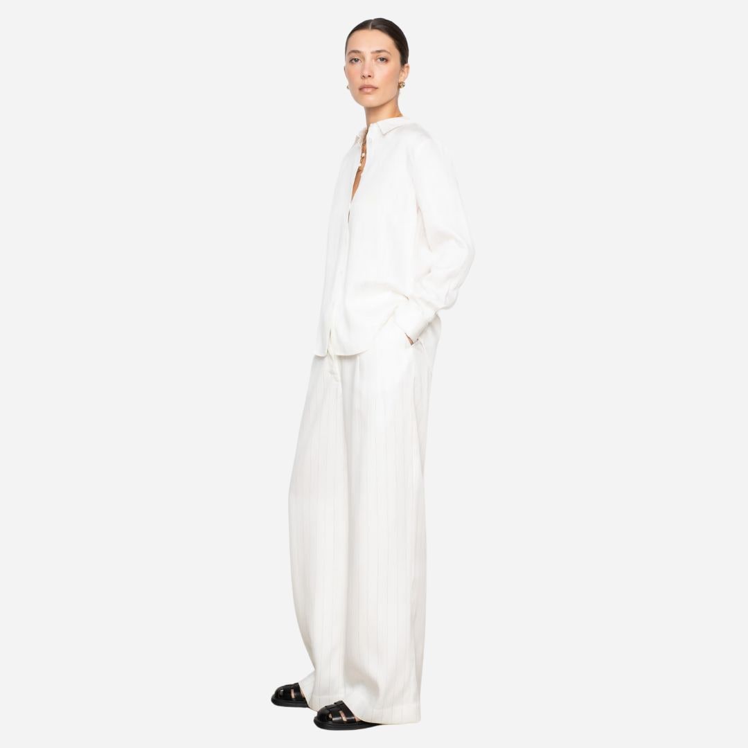 Ava Pinstripe Trousers - Cream Pinstripe