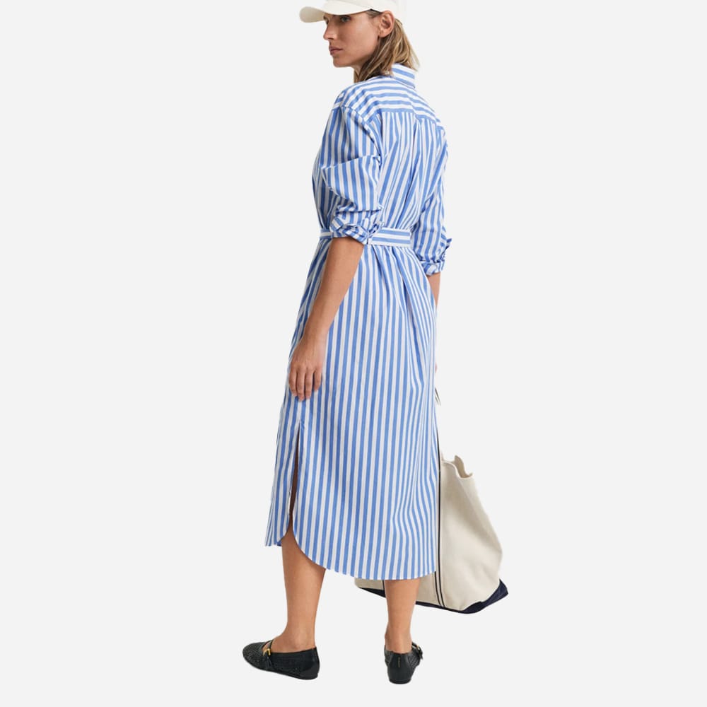 Striped Poplin Shirtdress - Blue & White