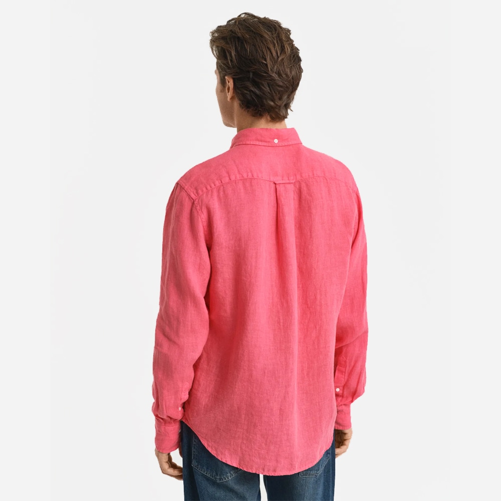 Garment Dyed Linen Shirt - Watermelon Red