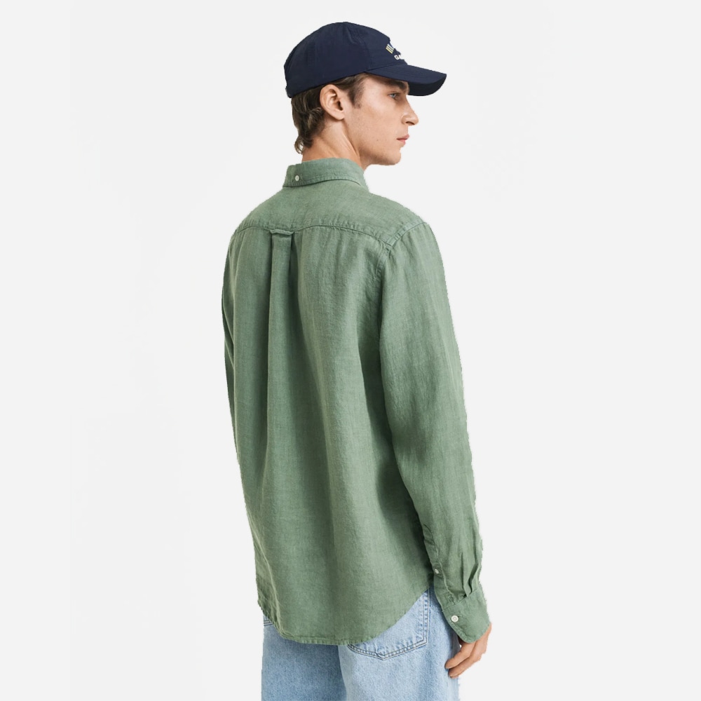 Garment Dyed Linen Shirt - Kalamate Green