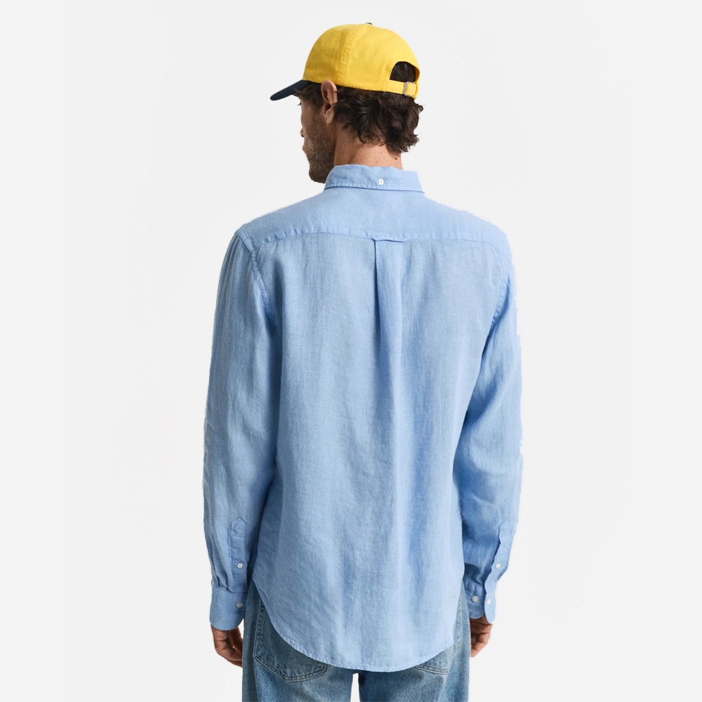 Garment Dyed Linen Shirt - Capri Blue
