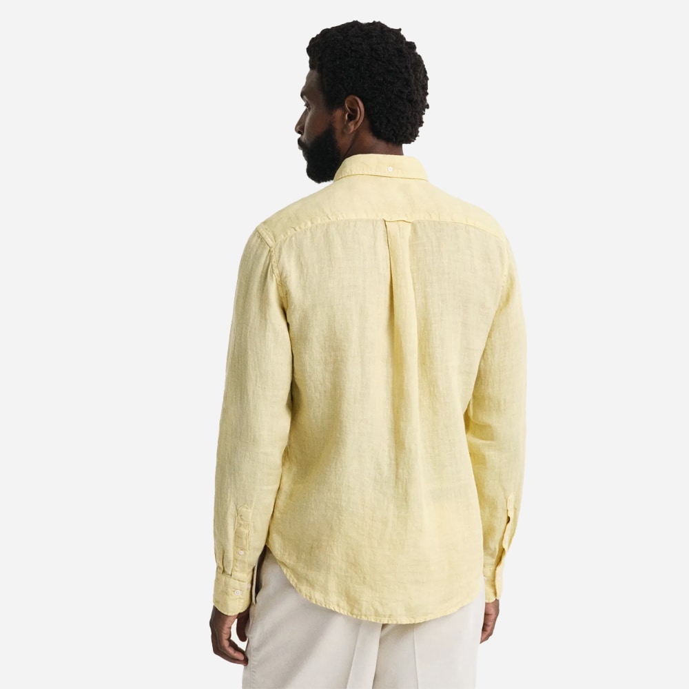 Garment Dyed Linen Shirt - Dusty Light Yellow