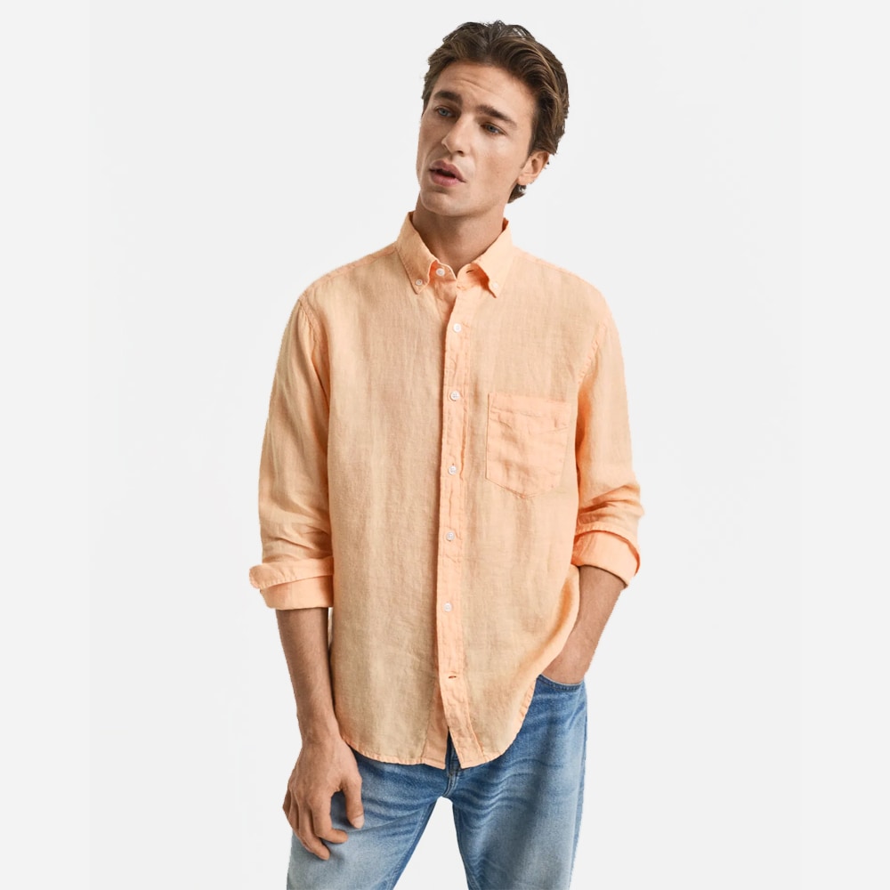 Garment Dyed Linen Shirt - Peachy Orange