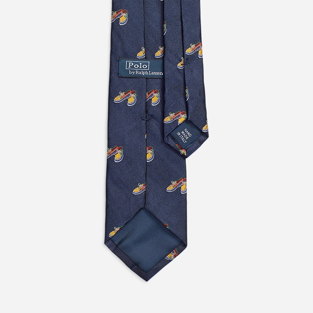 Deck-Shoe-Patterned Silk Repp Tie - Navy