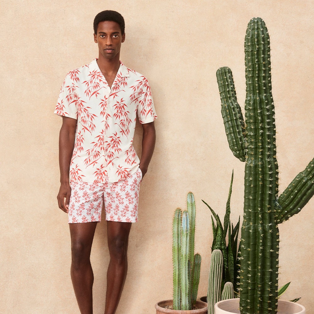 Hibbert Red Bamboo - White Sand/Summer Red