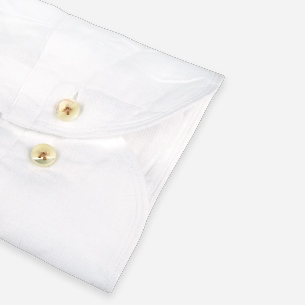 Fitted Body Linen Shirt - White