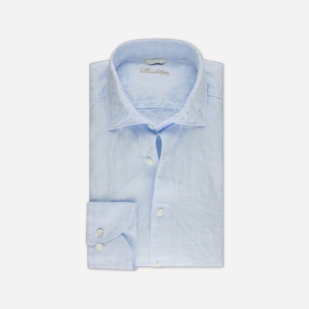 Slimline Linen Shirt - Light Blue