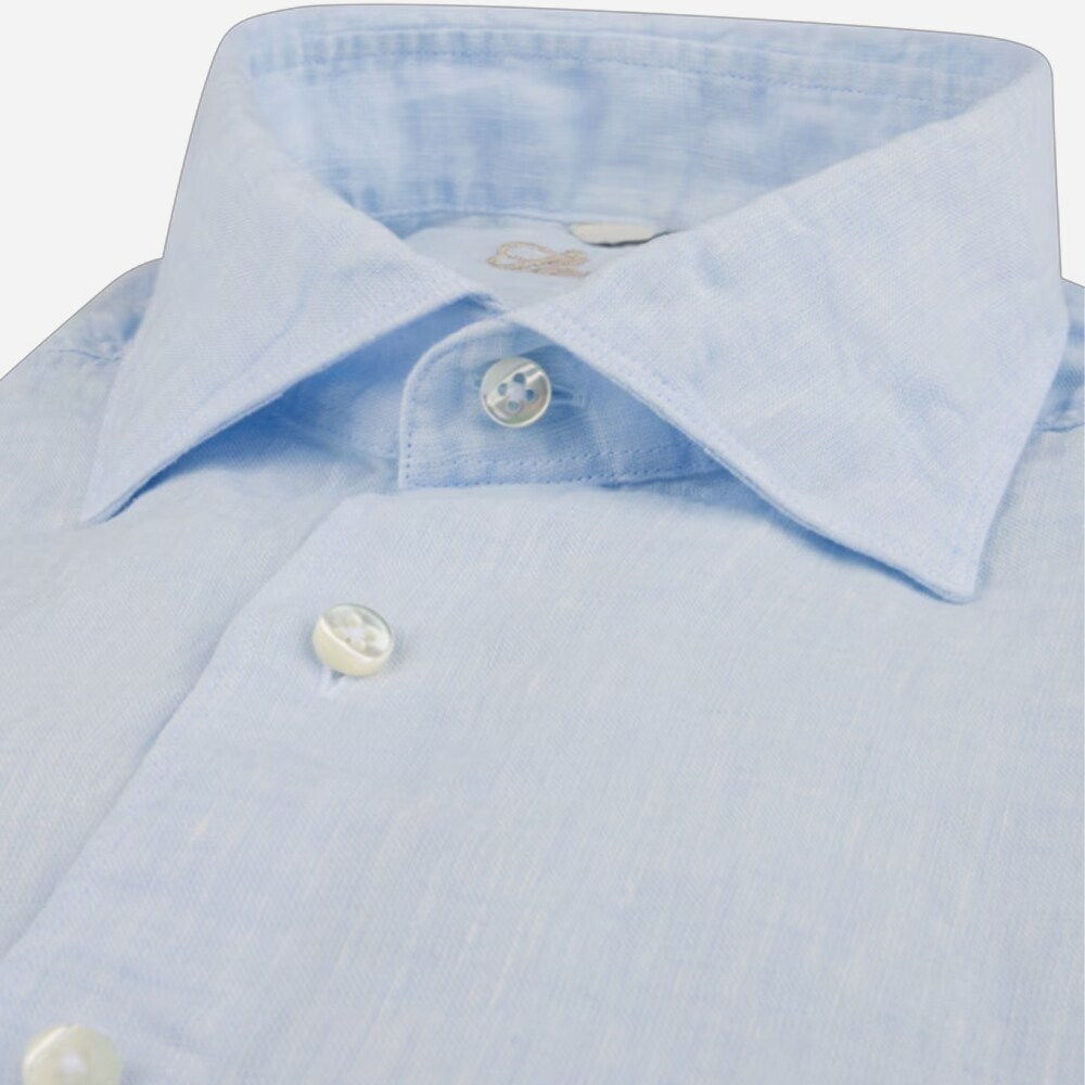 Slimline Linen Shirt - Light Blue