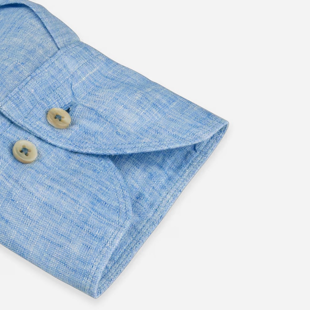Slimline Linen Shirt - Blue