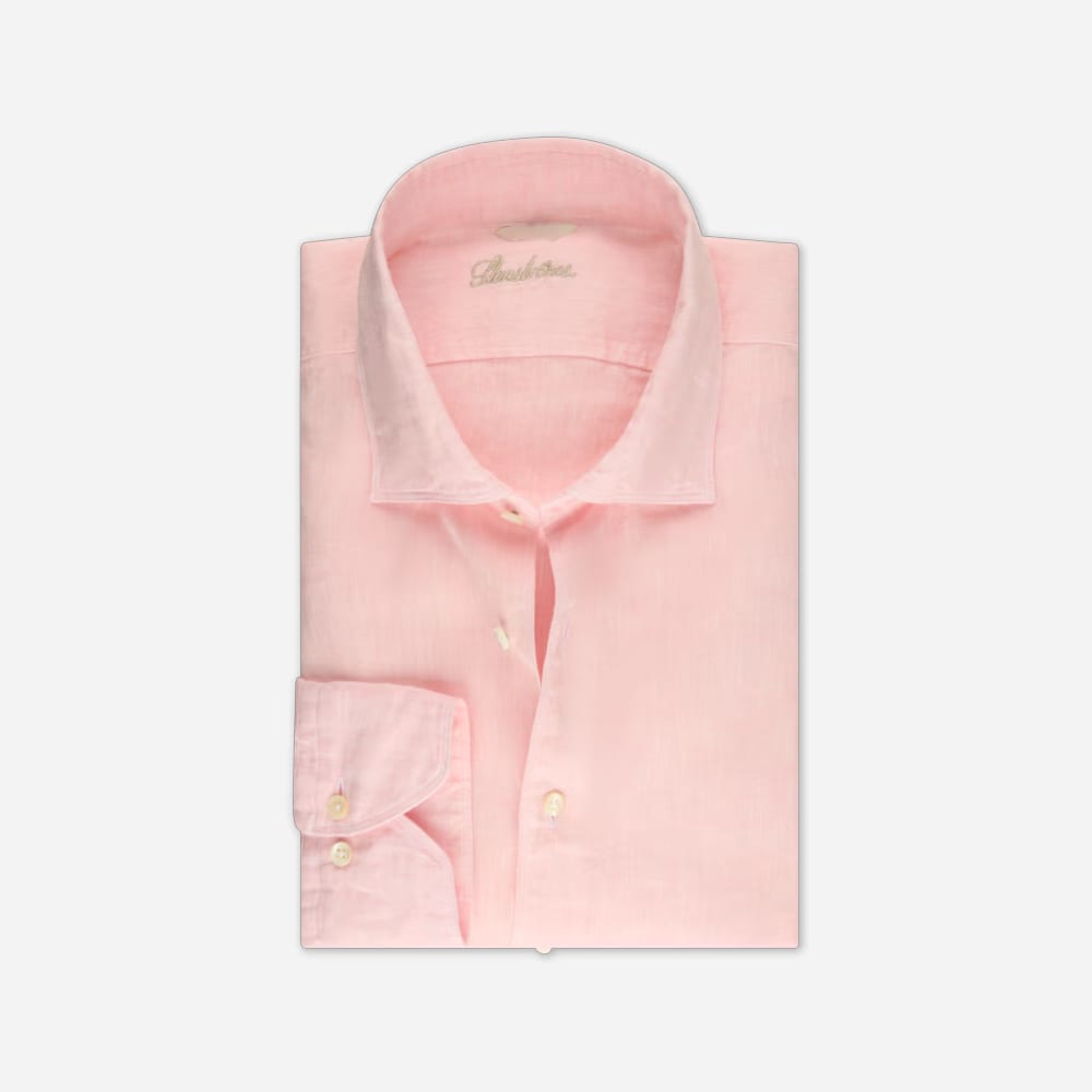 Slimline Linen Shirt - Light Pink