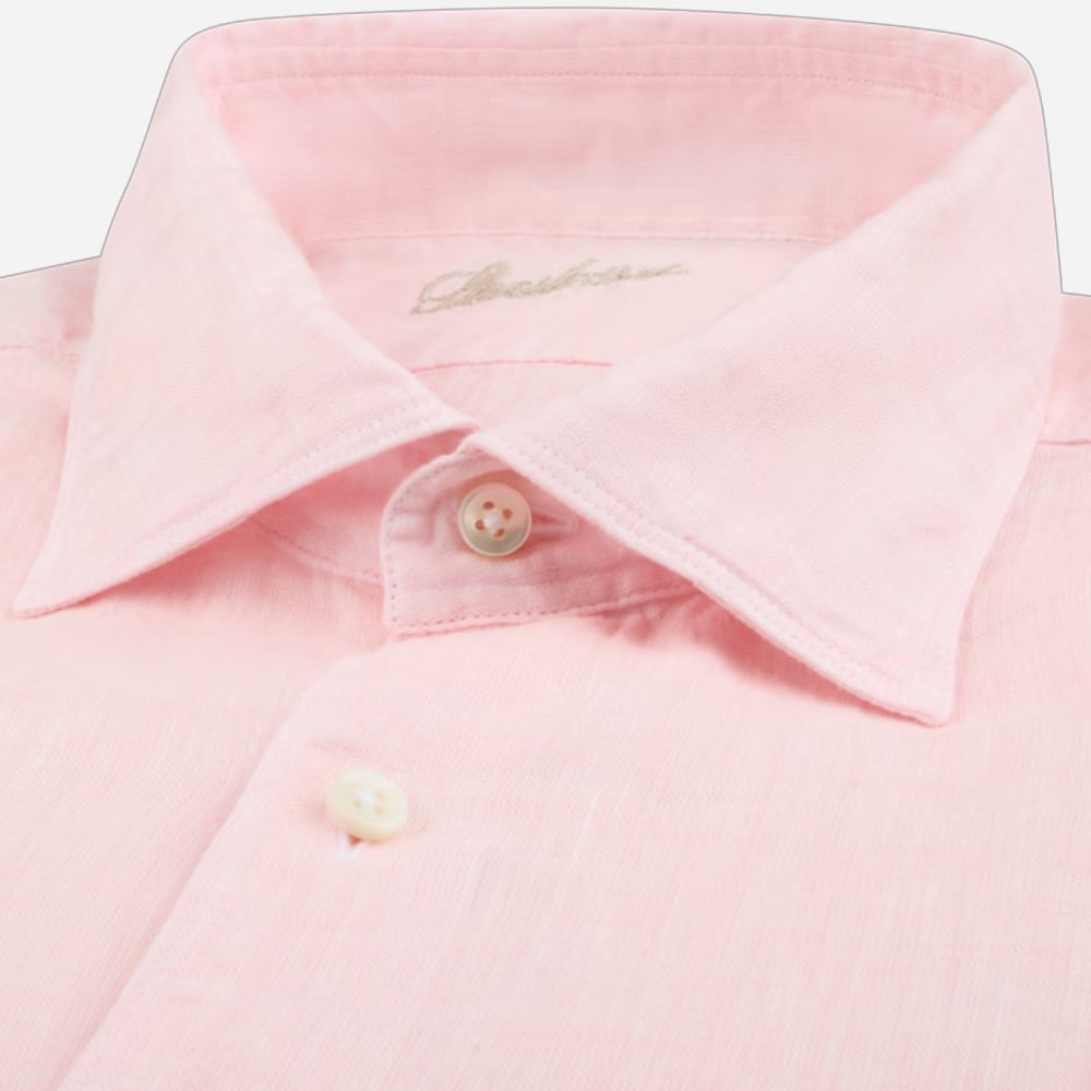 Slimline Linen Shirt - Light Pink