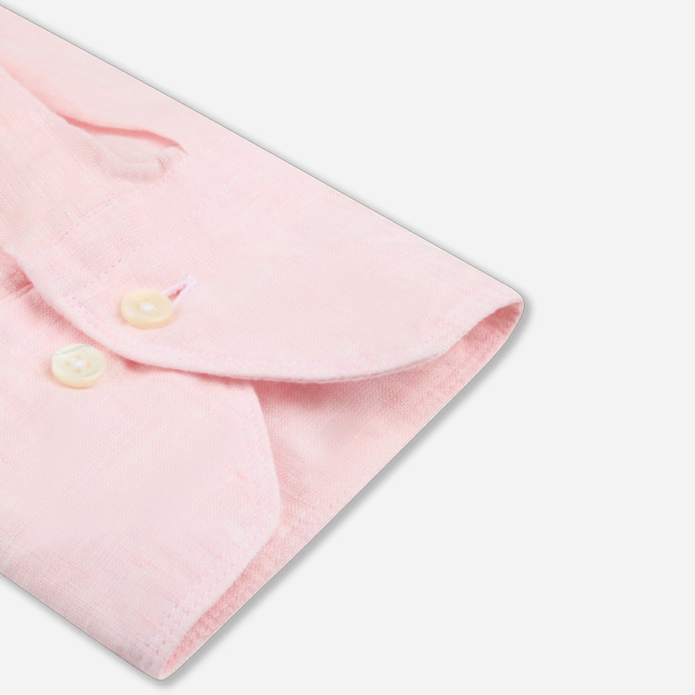 Slimline Linen Shirt - Light Pink