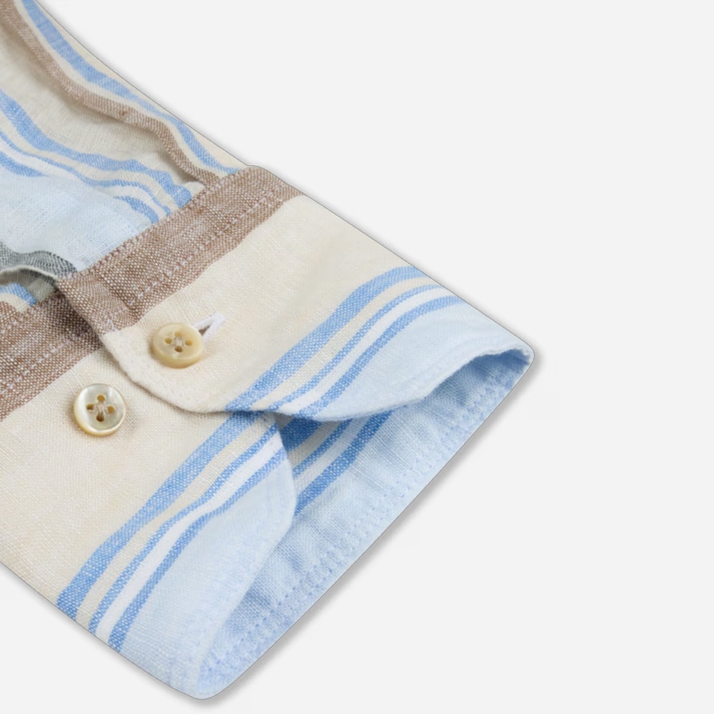 Slimline Linen Shirt - Blue Stripe