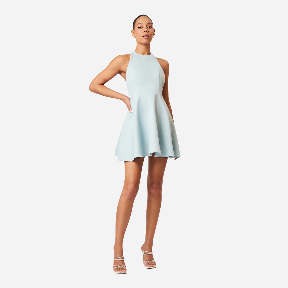 Geranium Mini Bow Dress - Seafoam