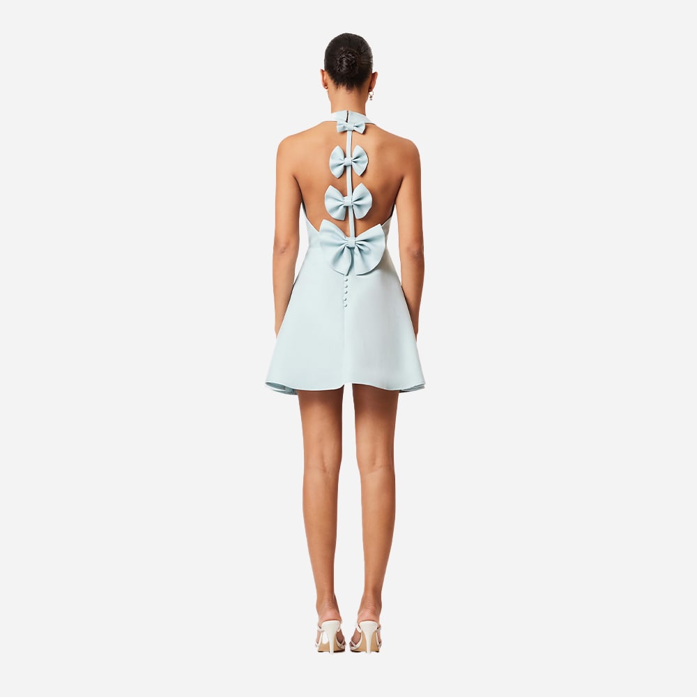 Geranium Mini Bow Dress - Seafoam