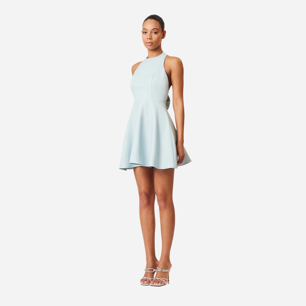 Geranium Mini Bow Dress - Seafoam