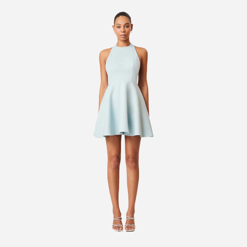 Geranium Mini Bow Dress - Seafoam