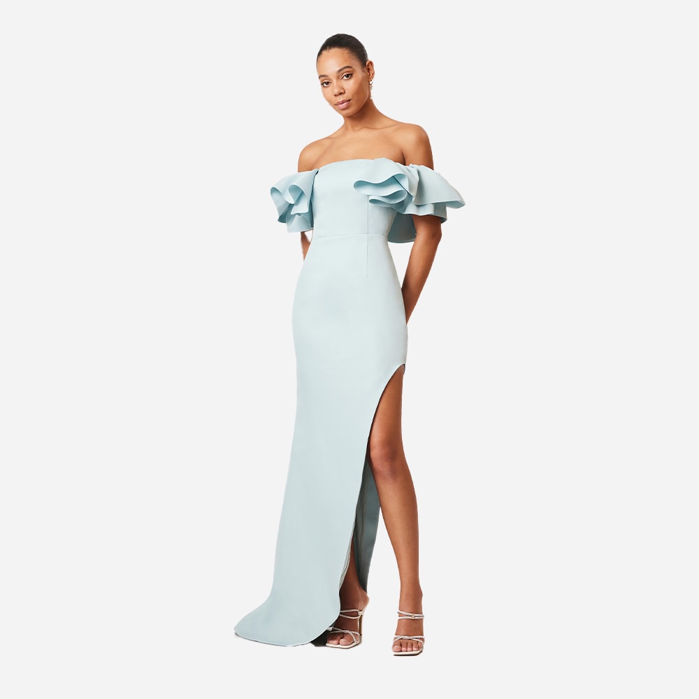 Geranium Hilo Off The Shoulder Dress - Sea Foam