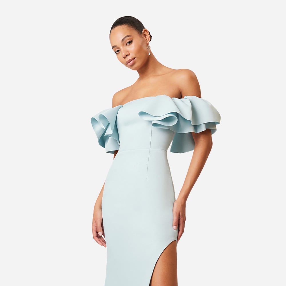 Geranium Hilo Off The Shoulder Dress - Sea Foam