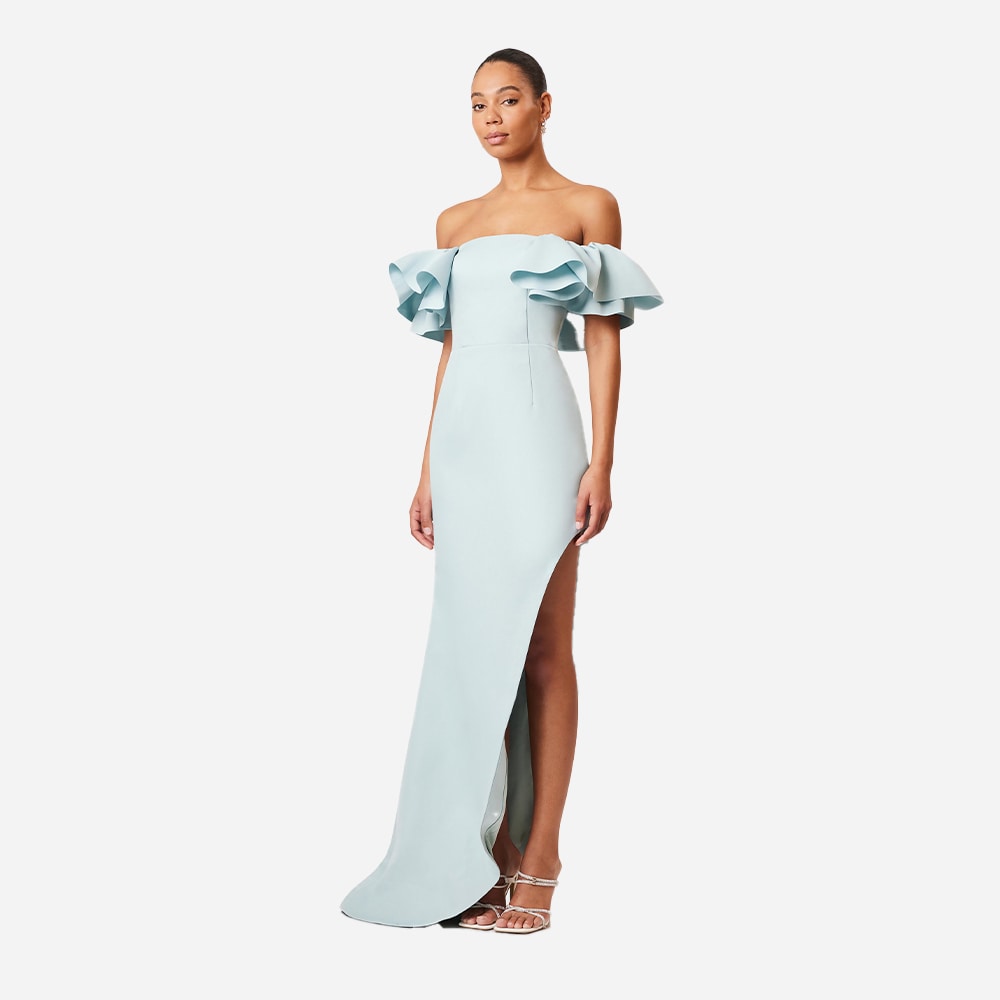 Geranium Hilo Off The Shoulder Dress - Sea Foam