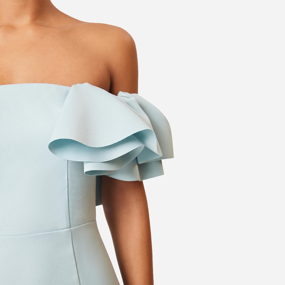 Geranium Hilo Off The Shoulder Dress - Sea Foam