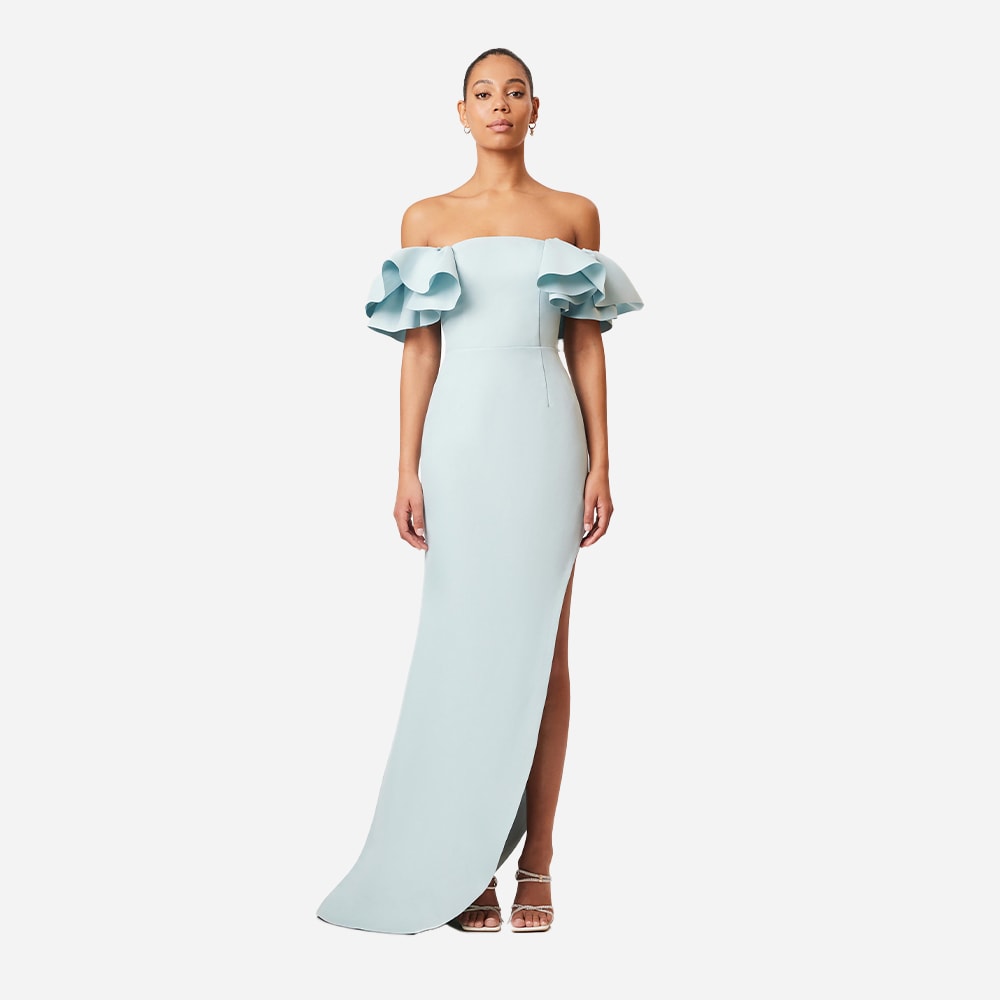 Geranium Hilo Off The Shoulder Dress - Sea Foam