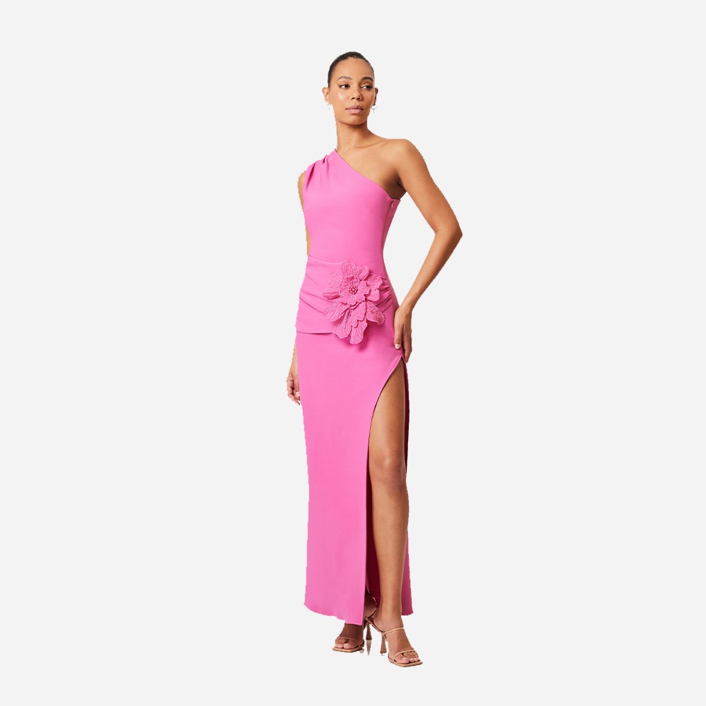 Janelle One Shoulder Gown - Fuchsia