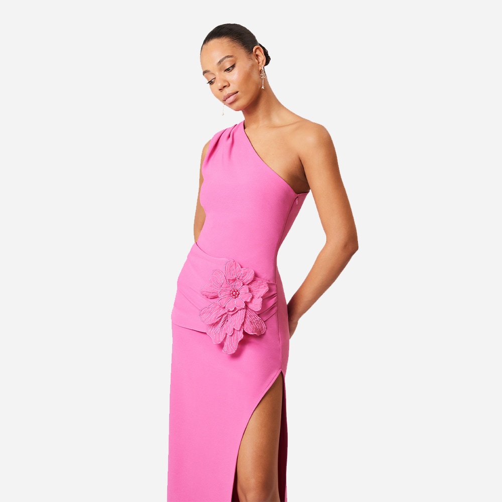 Janelle One Shoulder Gown - Fuchsia