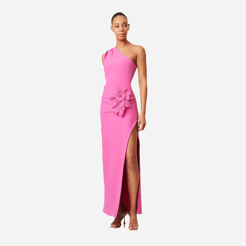 Janelle One Shoulder Gown - Fuchsia