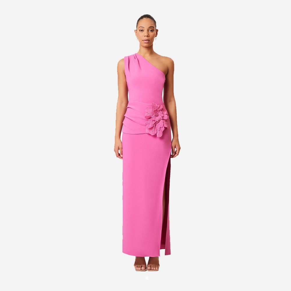 Janelle One Shoulder Gown - Fuchsia