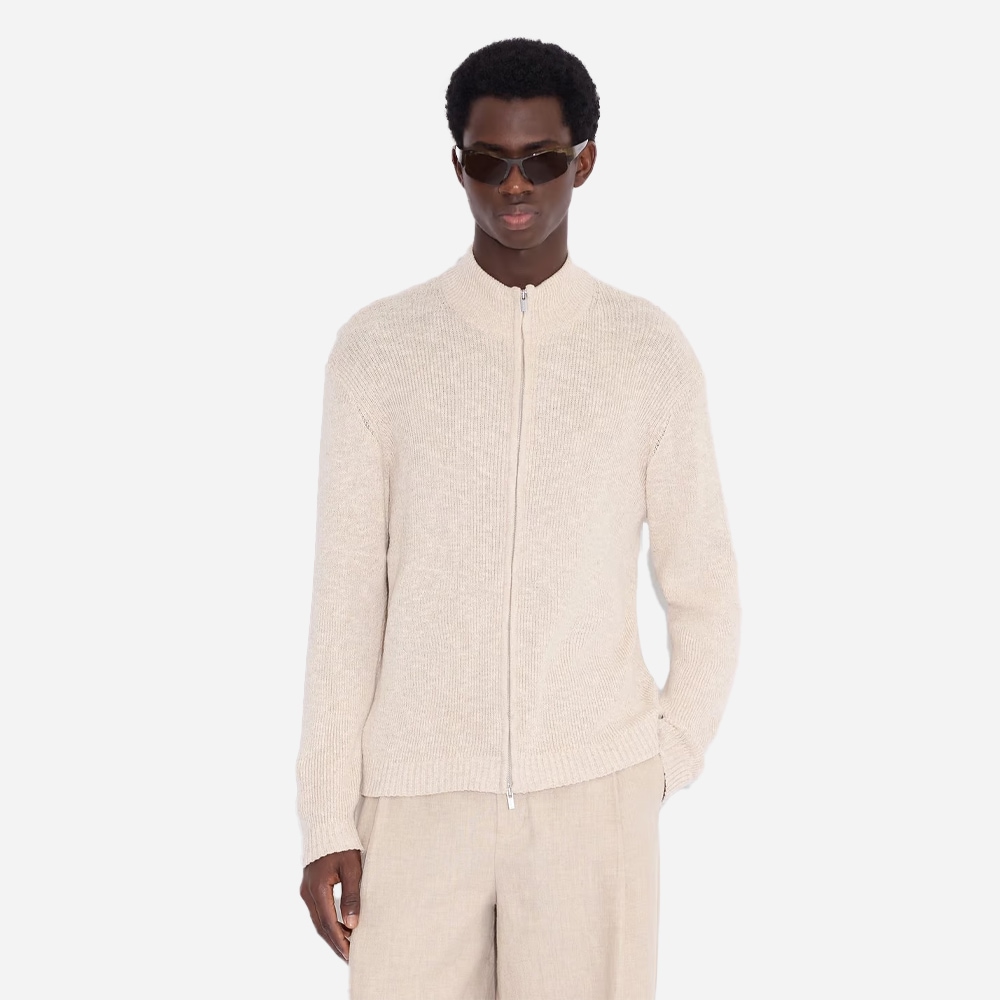 Atlantic Zip Cardigan - Sand Mix