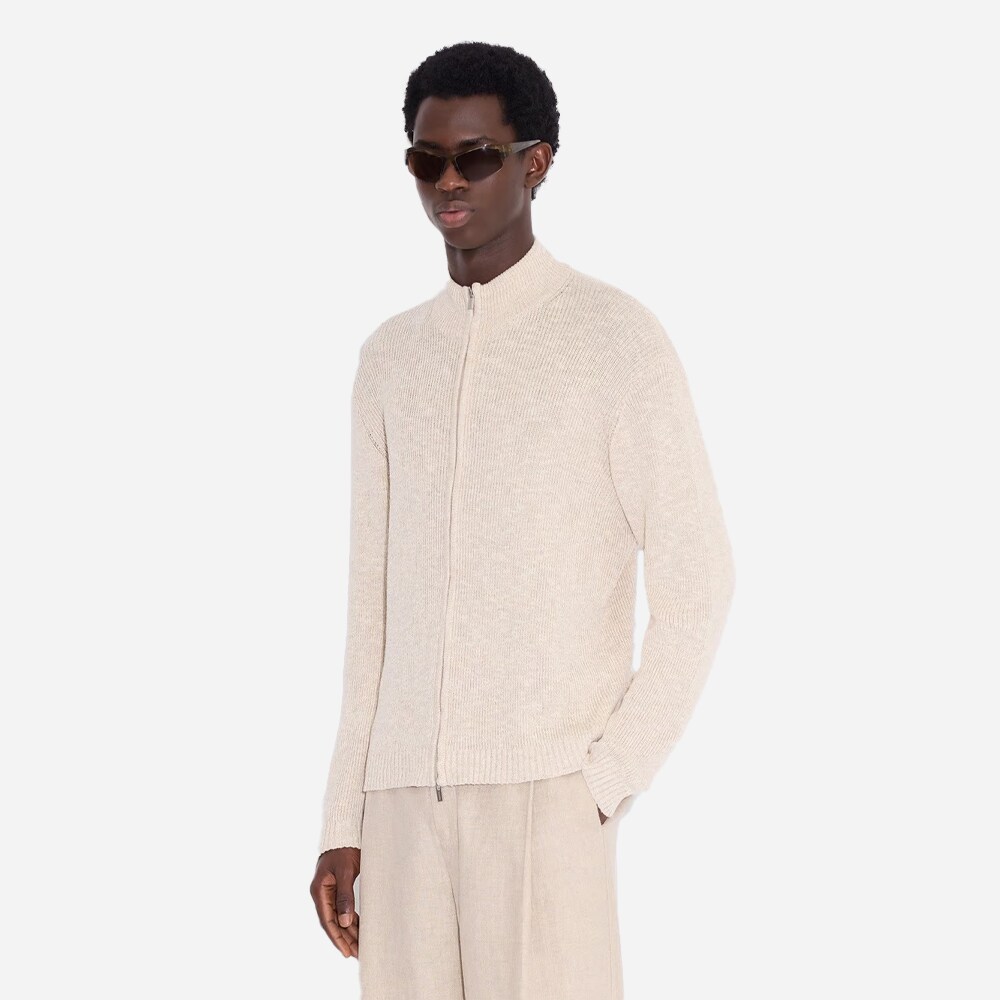 Atlantic Zip Cardigan - Sand Mix