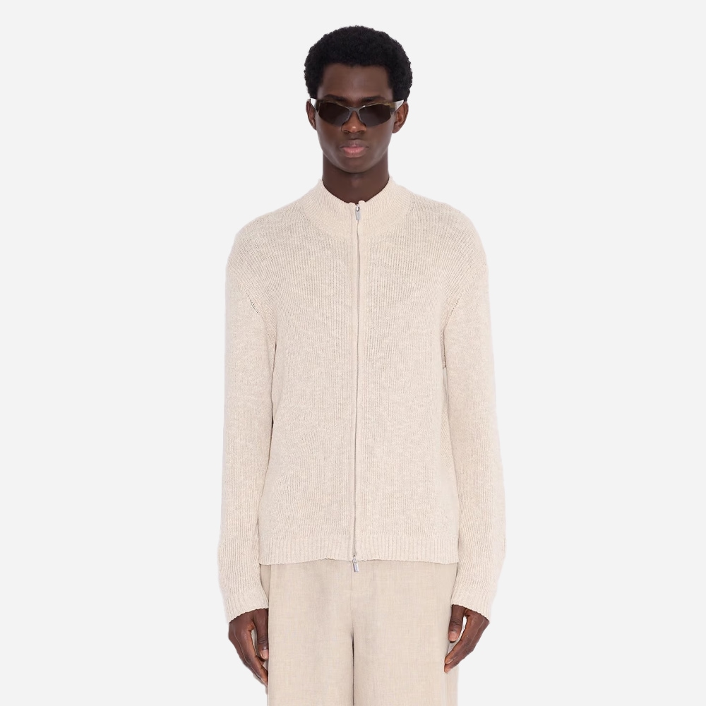Atlantic Zip Cardigan - Sand Mix