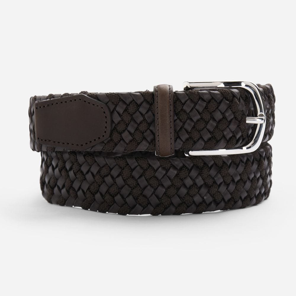Elastic Leather Belt - Brown