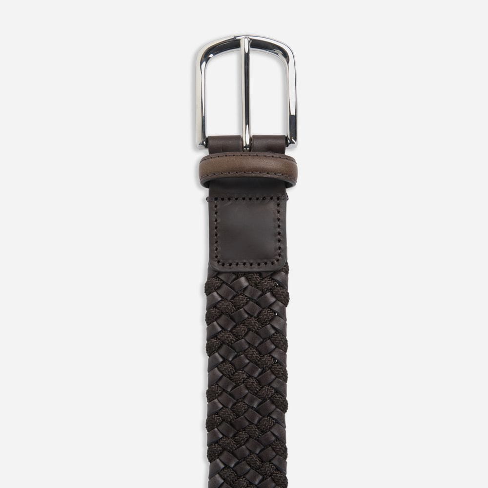 Elastic Leather Belt - Brown