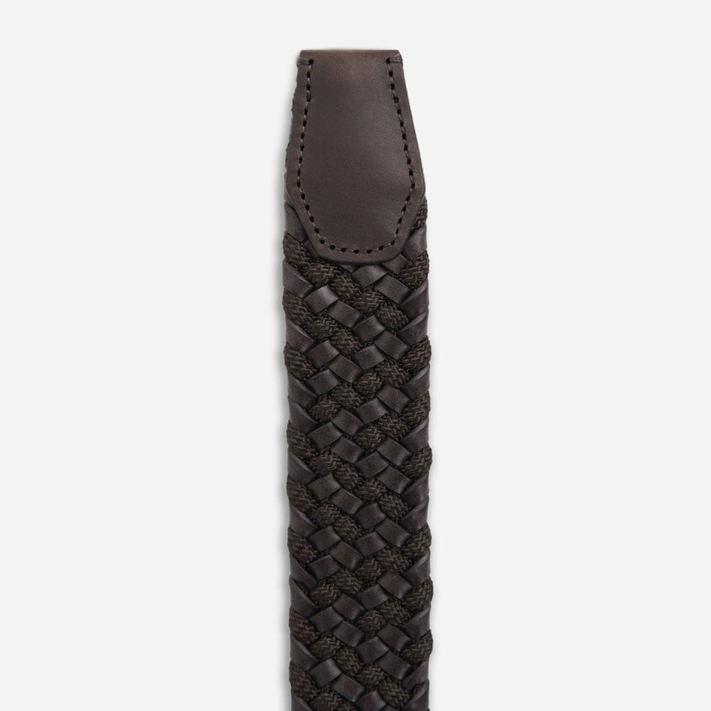 Elastic Leather Belt - Brown